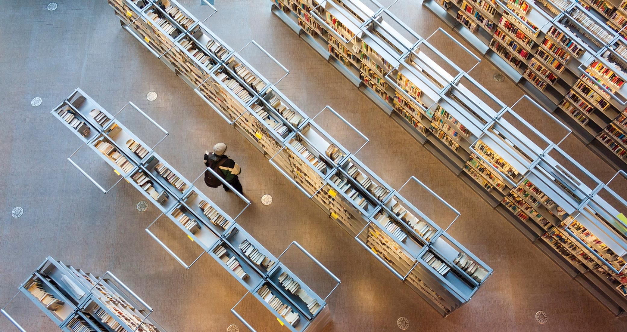 Library shelves seen from above in the Seattle Public Library in ideas of Order Magazine